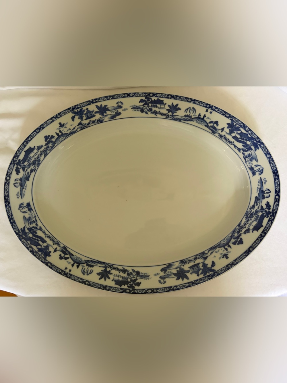 Vintage Noritake Blue Willow Large Oval Serving Platter 17.5” Made in Japan